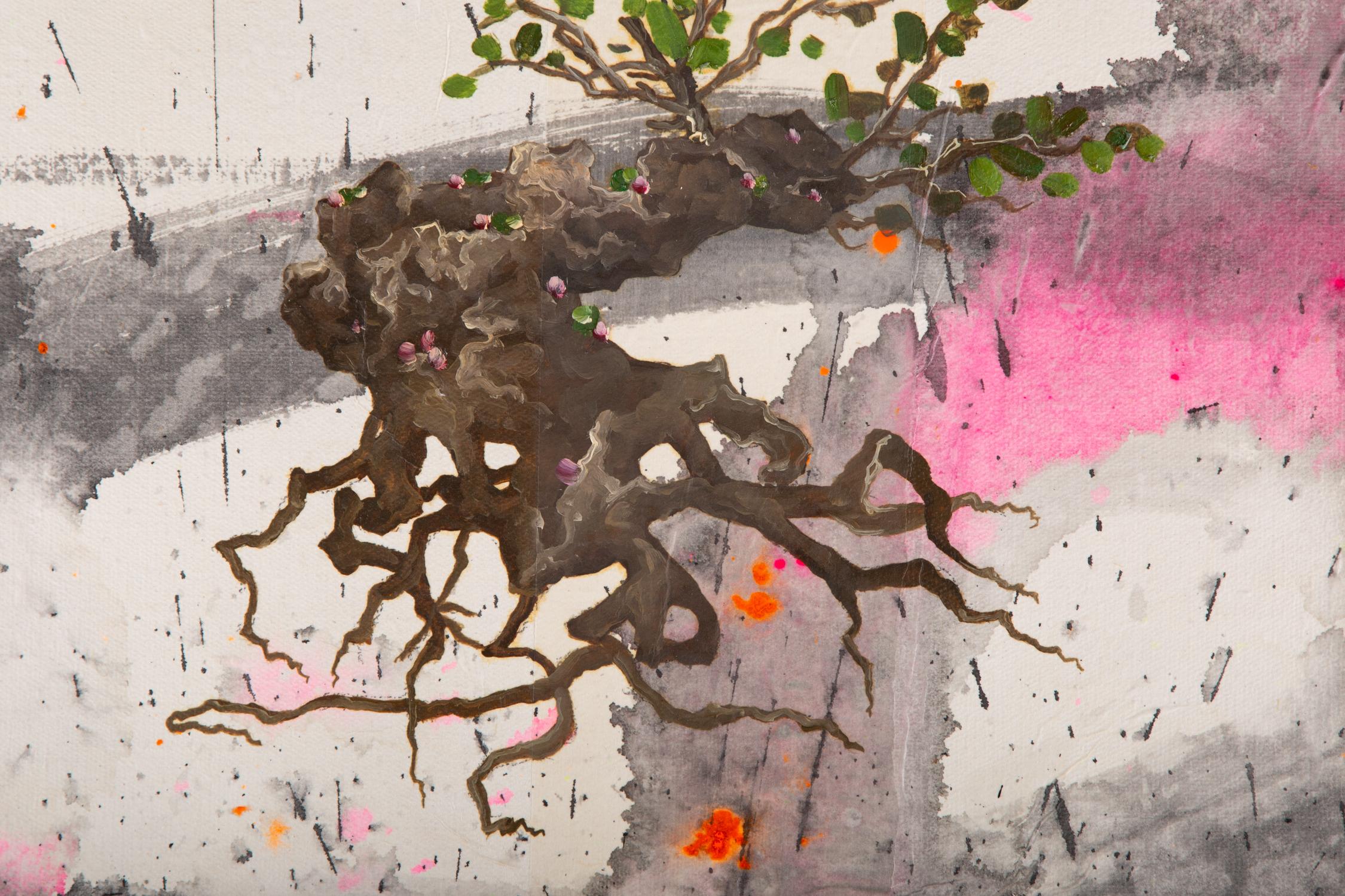 Zhan Yang Zeitgenössische Kunst Original Mixed Media „Rootless Tree 3“ im Angebot 3