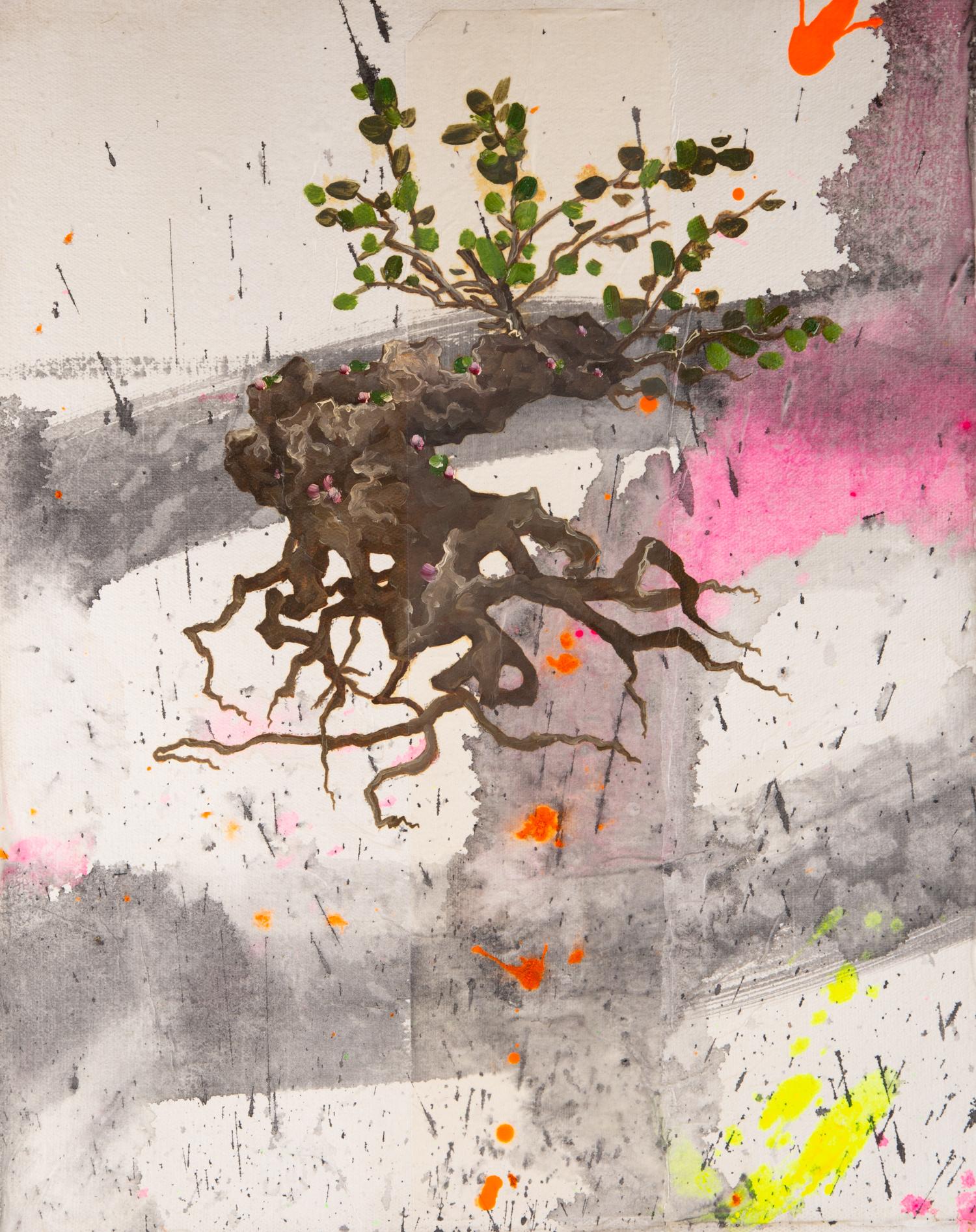 Zhan Yang Zeitgenössische Kunst Original Mixed Media „Rootless Tree 3“