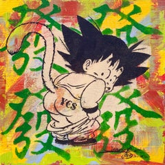 Japanese cartoon dragonball son goku painting
