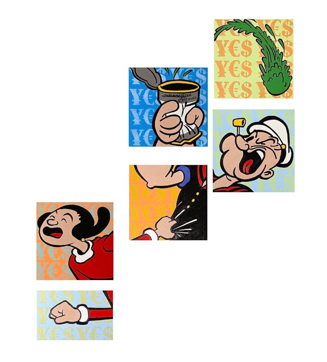Zhang Bo Japanese Cartoon Popeye Olive Oyl pop art painting For