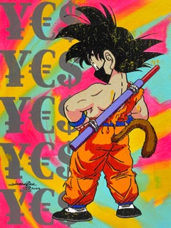 Cartoon japonais - Fils de dragon de basket-ball goku - peinture pop art