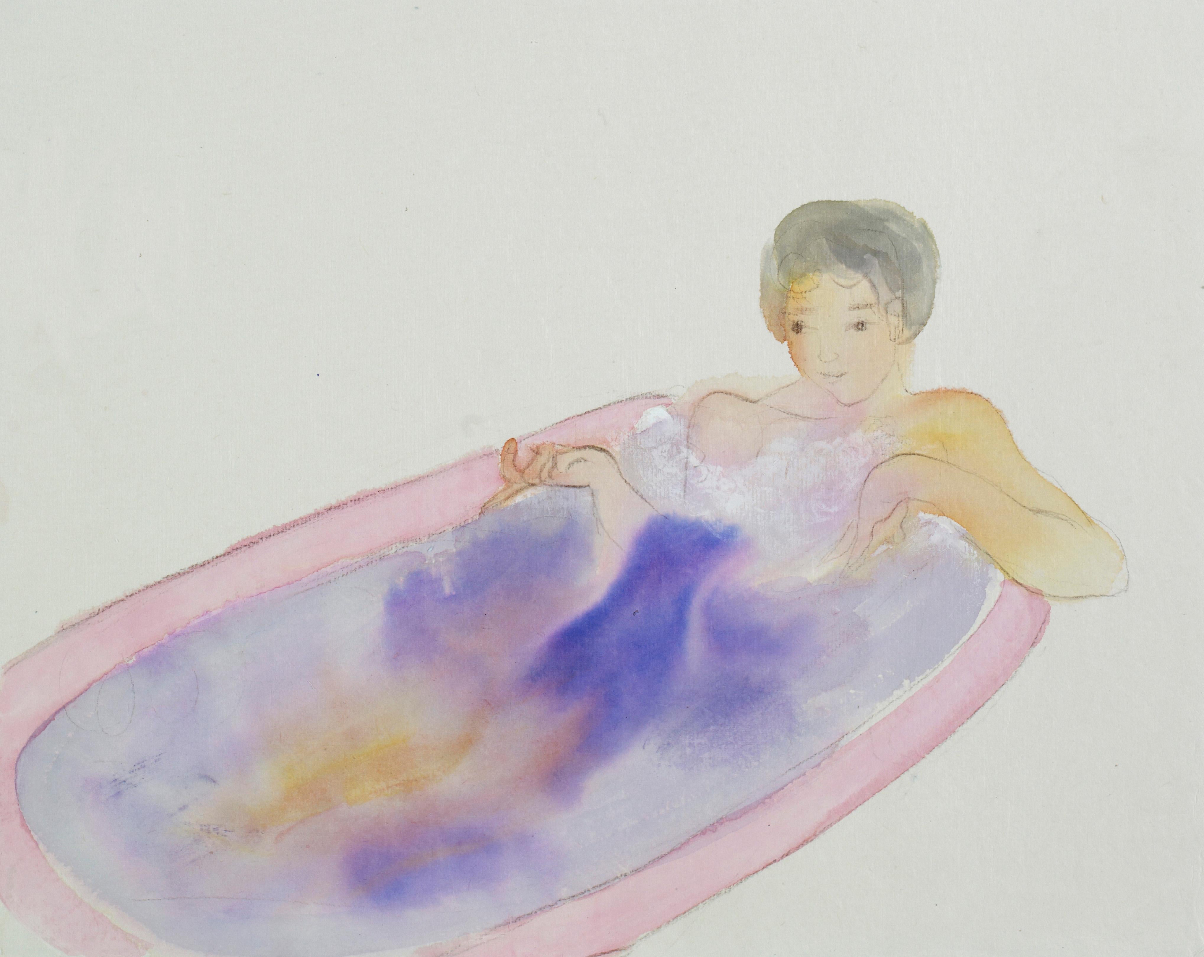 Expressionist Figurative water color painting- Series Bath NO.1