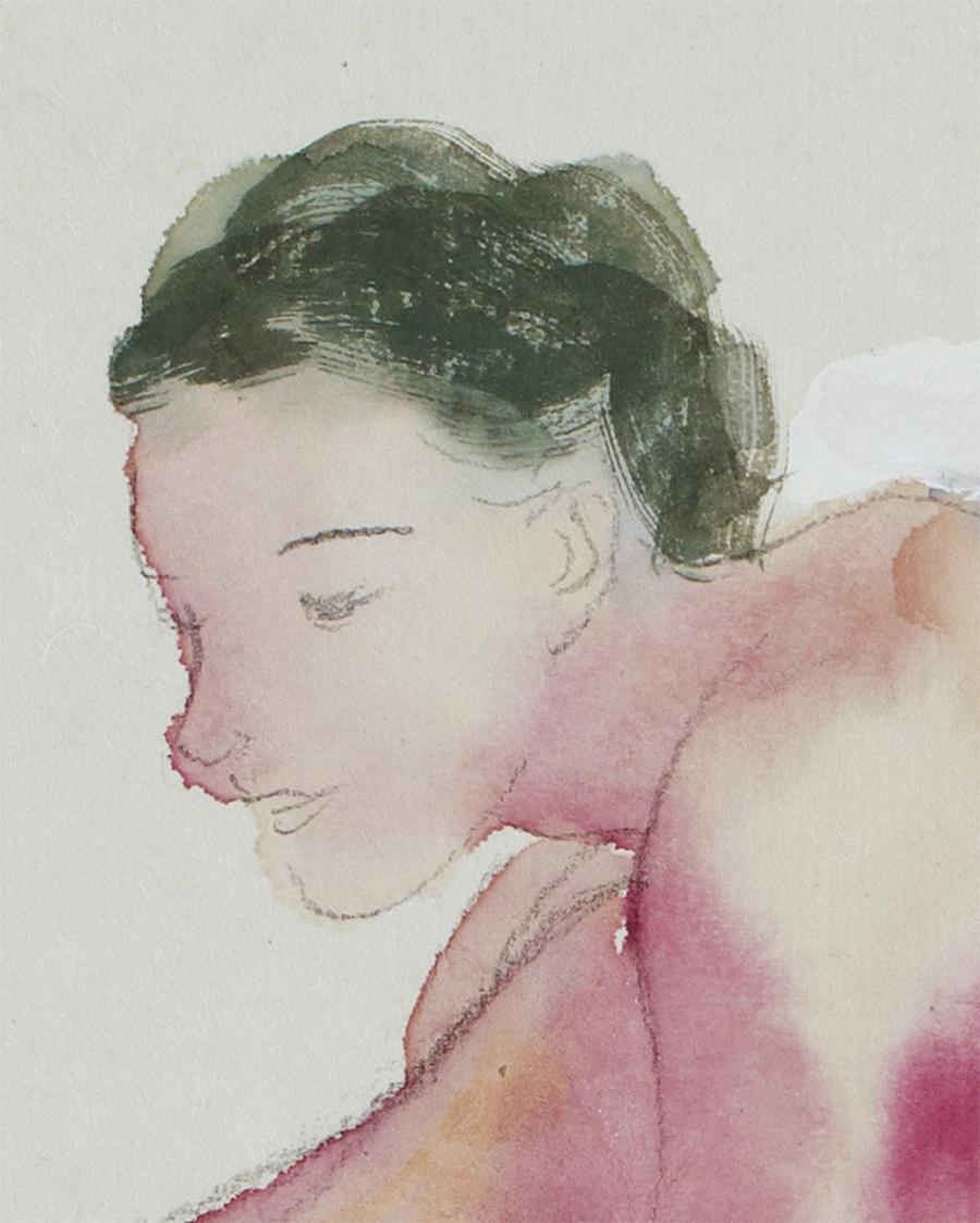 Figuratives Aquarell-Gemälde der expressionistischen Bewegung - Serie Bath NO.5 – Art von Zhang Chunyang