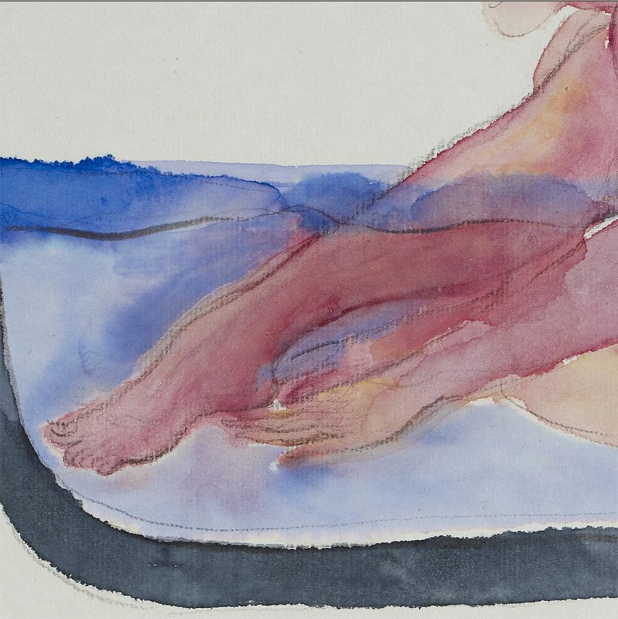 Pintura expresionista figurativa en acuarela- Serie Baño NO.5 - Art Expresionista de Zhang Chunyang