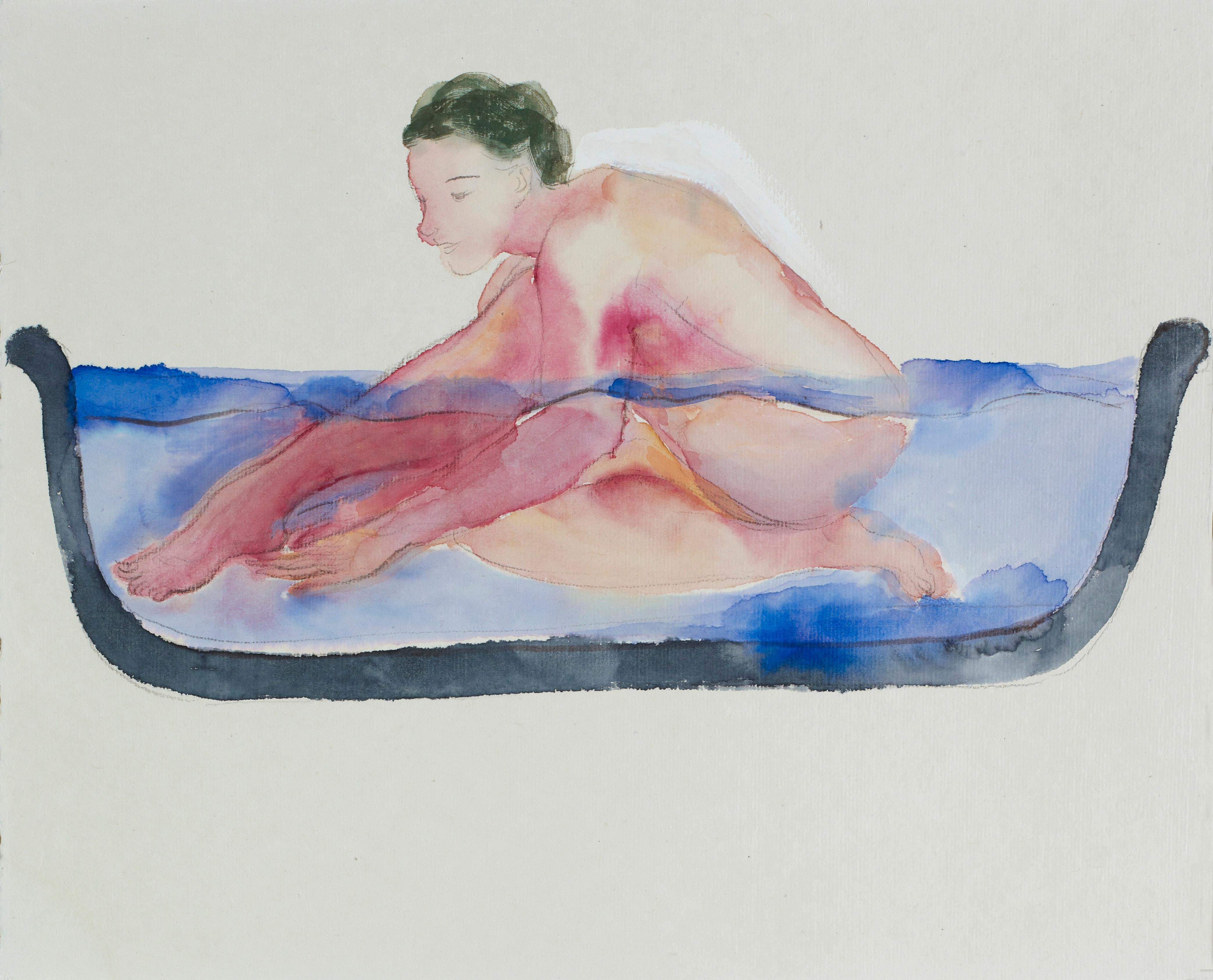 Expressionist Figurative water color painting- Series Bath NO.5