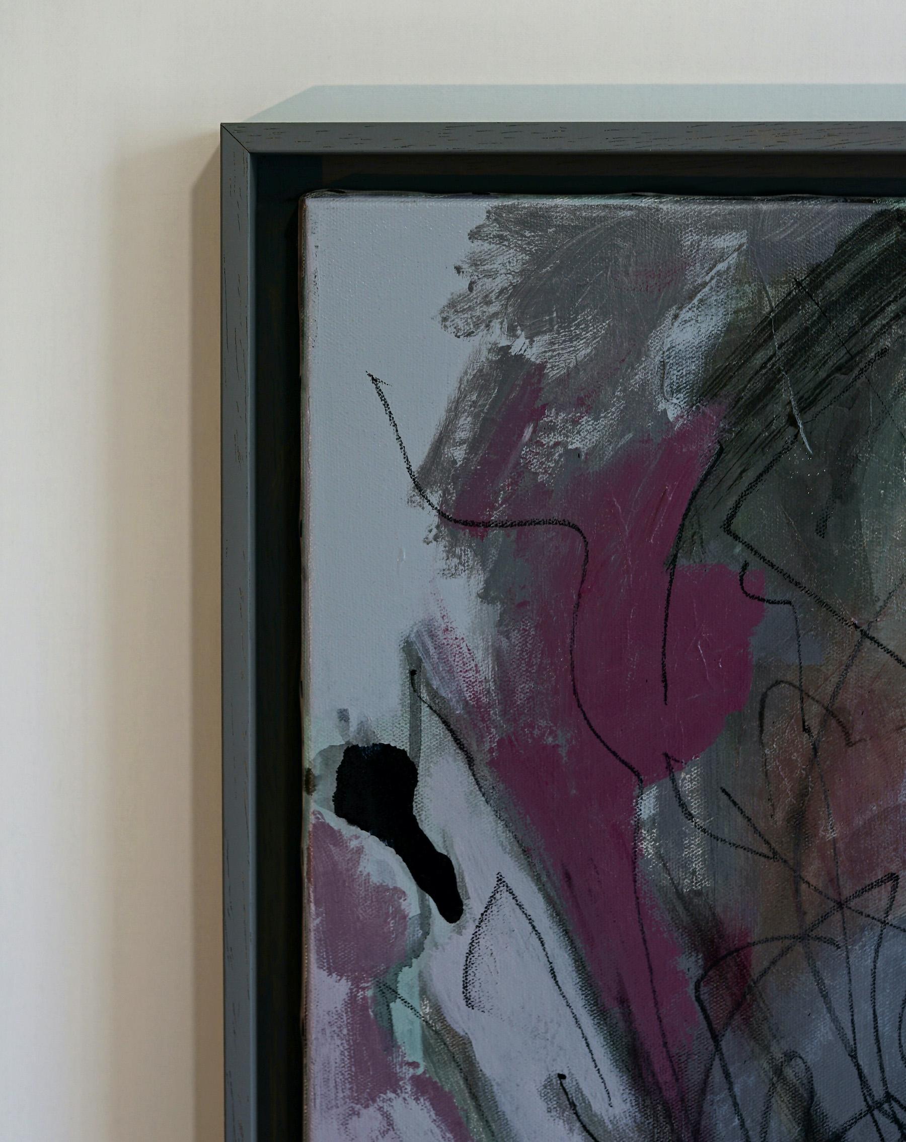 No. 120 by Hongyu Zhang - Contemporary portrait painting, abstract, face, grey en vente 1