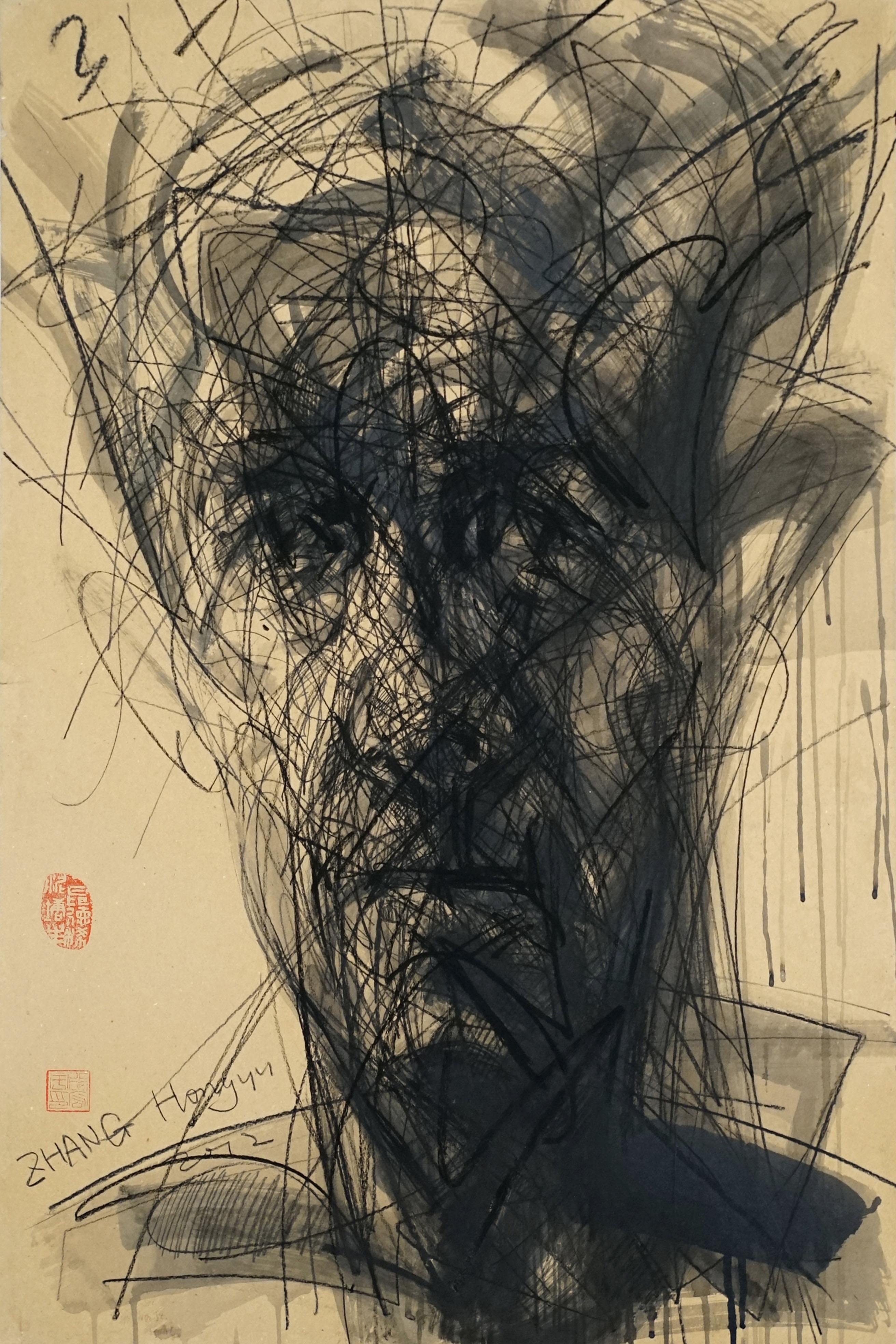 Portrait Painting de Zhang Hongyu - N.º 172 de Hongyu Zhang - Retrato contemporáneo, técnica mixta