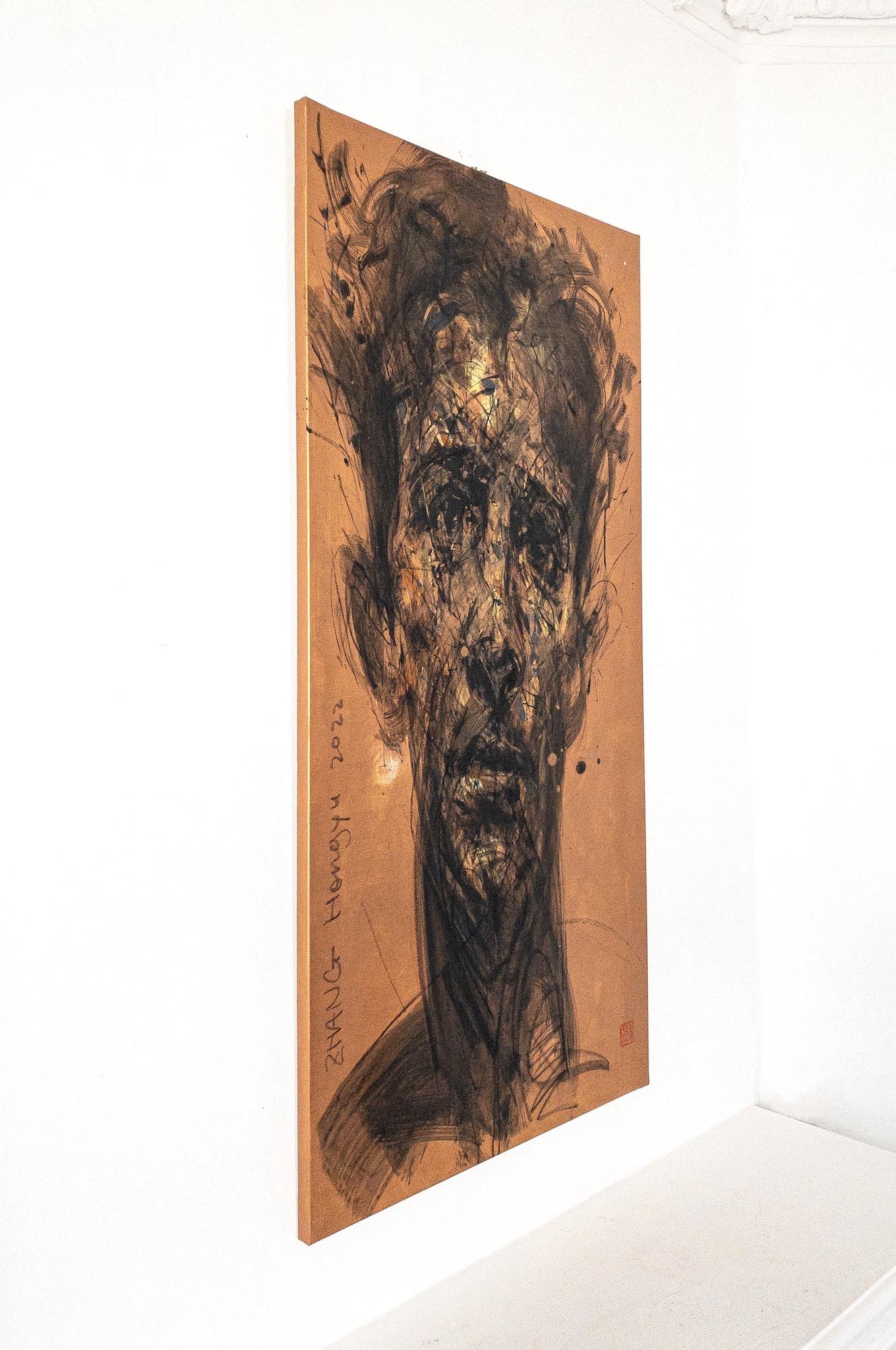 N. 207 di Zhang Hongyu - Ritratto contemporaneo, tecnica mista, arancione 1
