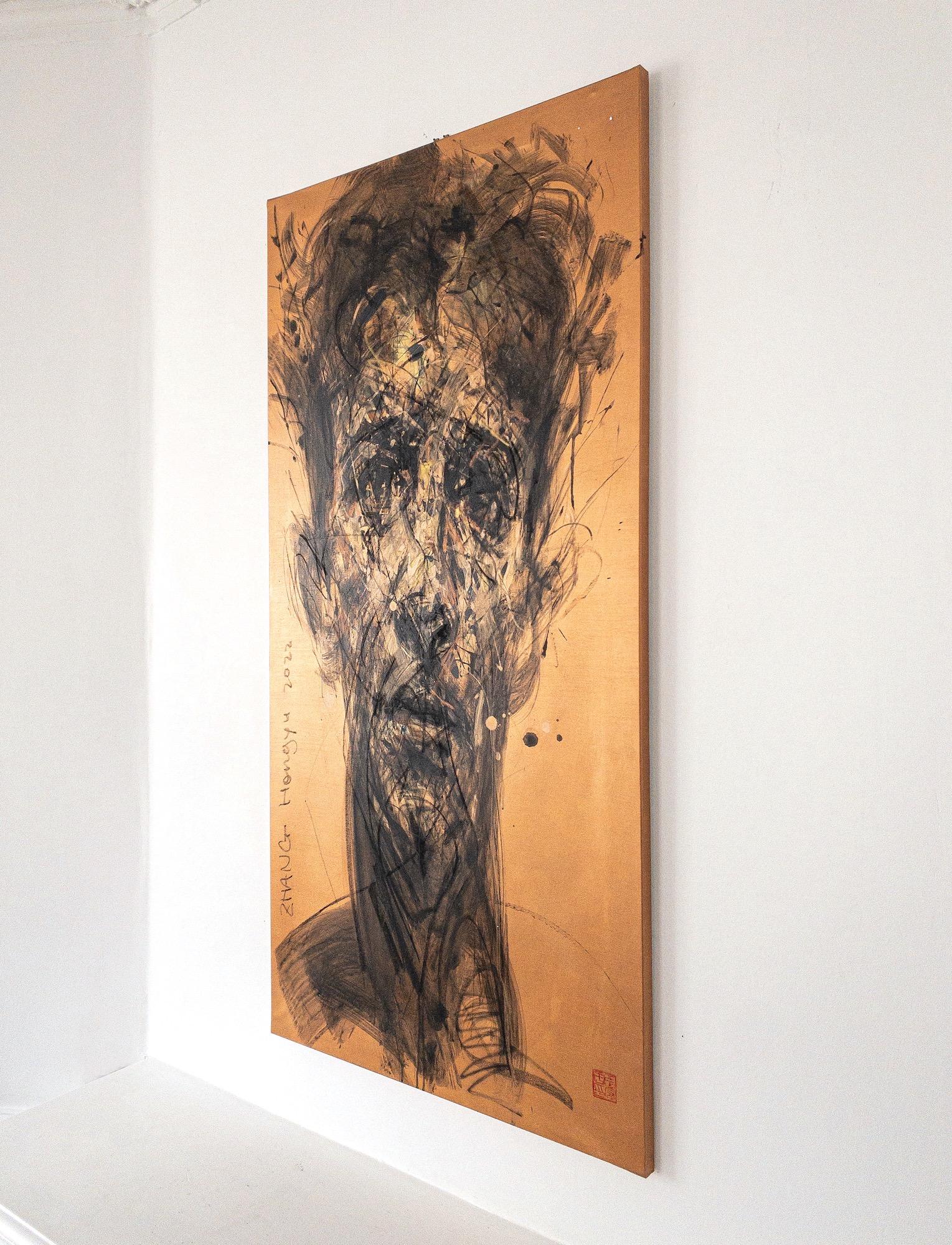 N. 207 di Zhang Hongyu - Ritratto contemporaneo, tecnica mista, arancione 2