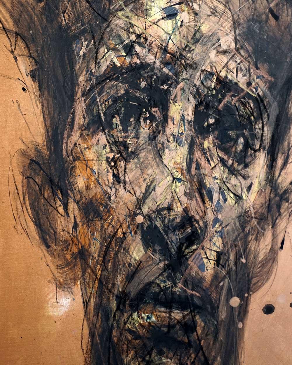 N. 207 di Zhang Hongyu - Ritratto contemporaneo, tecnica mista, arancione 3