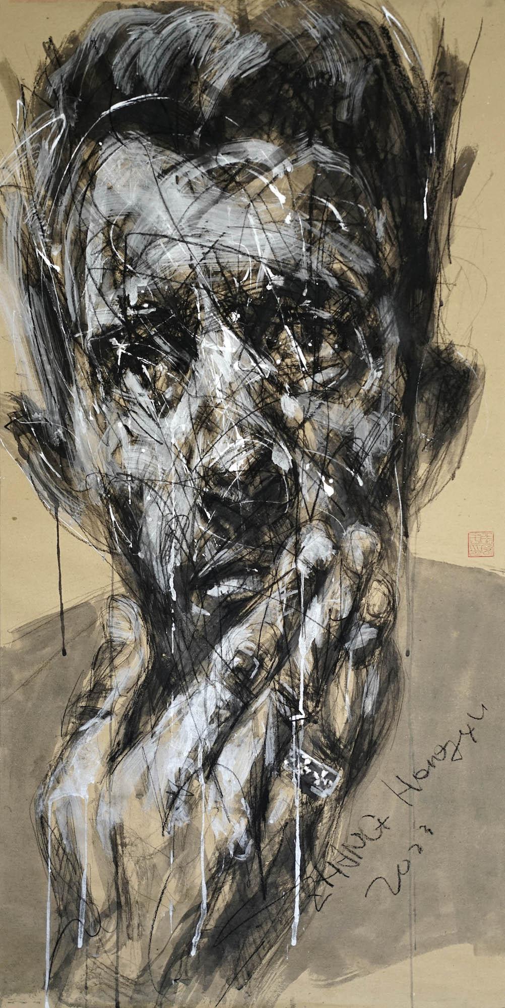 No.215 by Zhang Hongyu - Contemporary portrait painting, abstract, face