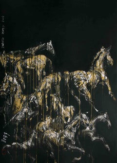 Nocturnal Melody 2 by Hongyu Zhang - Contemporary animal painting, horse