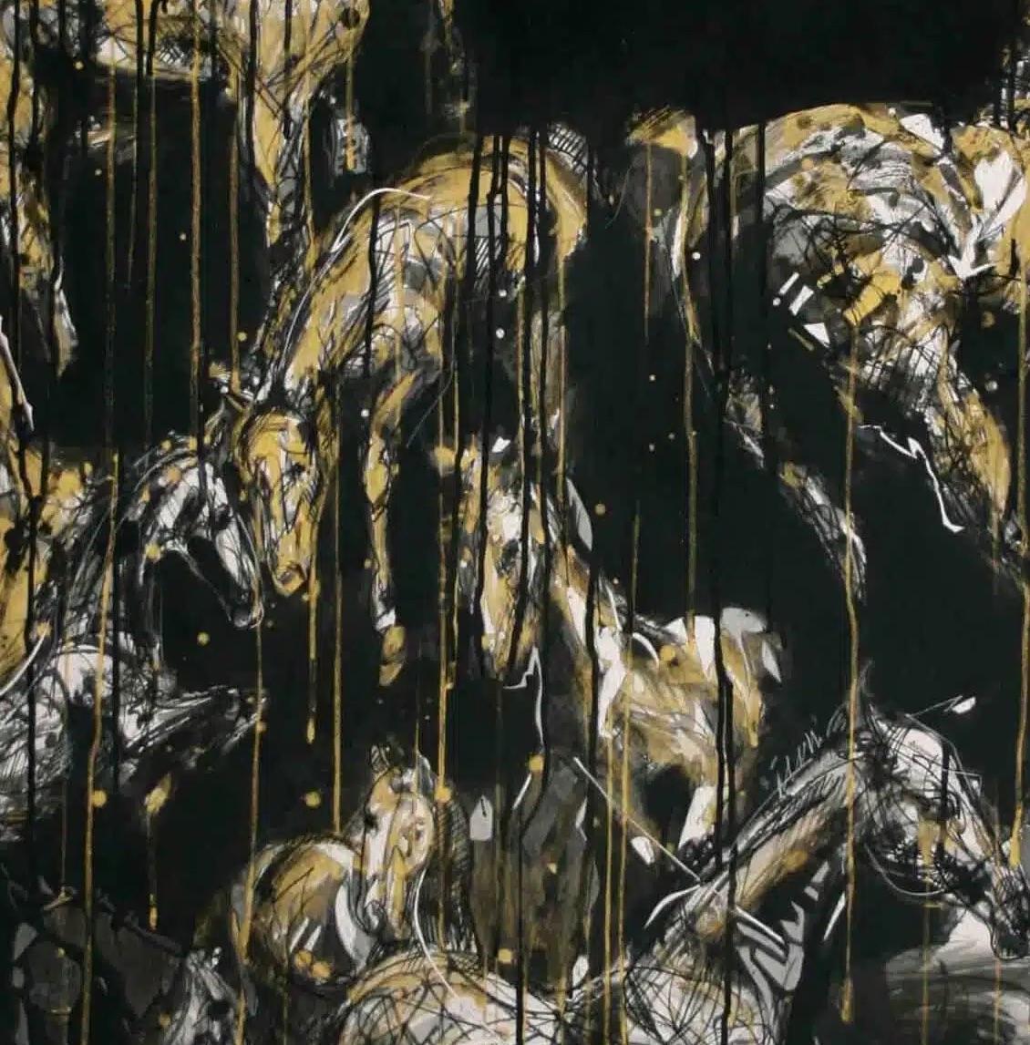 Nocturnal Melody 2 von Hongyu Zhang - Zeitgenössische Tiermalerei, Pferd, Nacht im Angebot 2