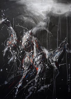 Nocturnal Melody 20 by Zhang Hongyu - Animal painting (horses)