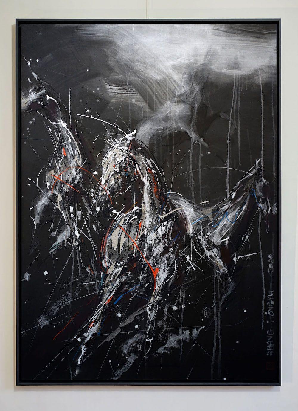 Nocturnal Melody 20 di Zhang Hongyu - pittura di animali, cavalli in corsa in vendita 2