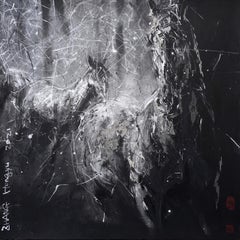 Nocturnal Melody 22 by ZHANG Hongyu - Animal Painting (Horses)