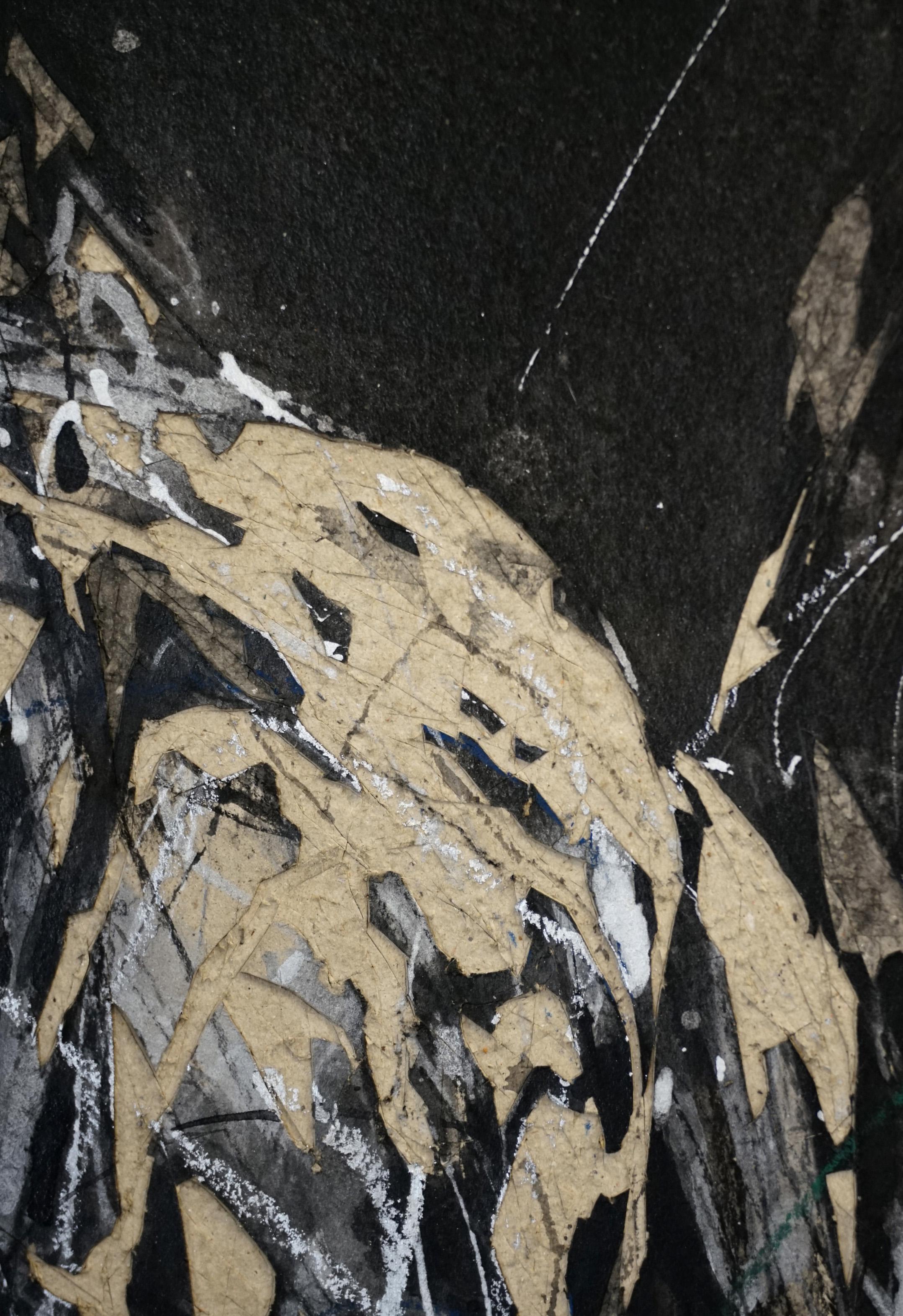 Nocturnal Melody 25 di Zhang Hongyu - pittura di animali, cavalli in corsa, buio in vendita 4