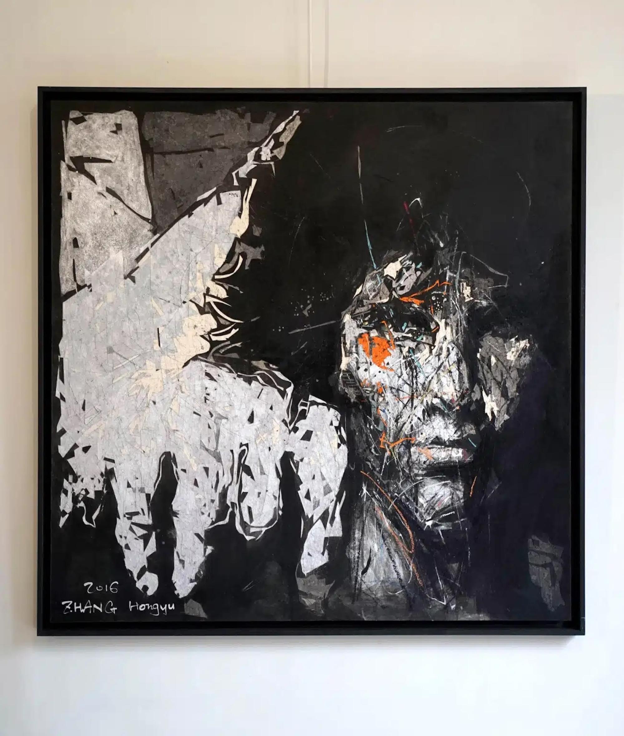 Tribute to Artists 2 by Zhang Hongyu - Portrait painting, black and white For Sale 3