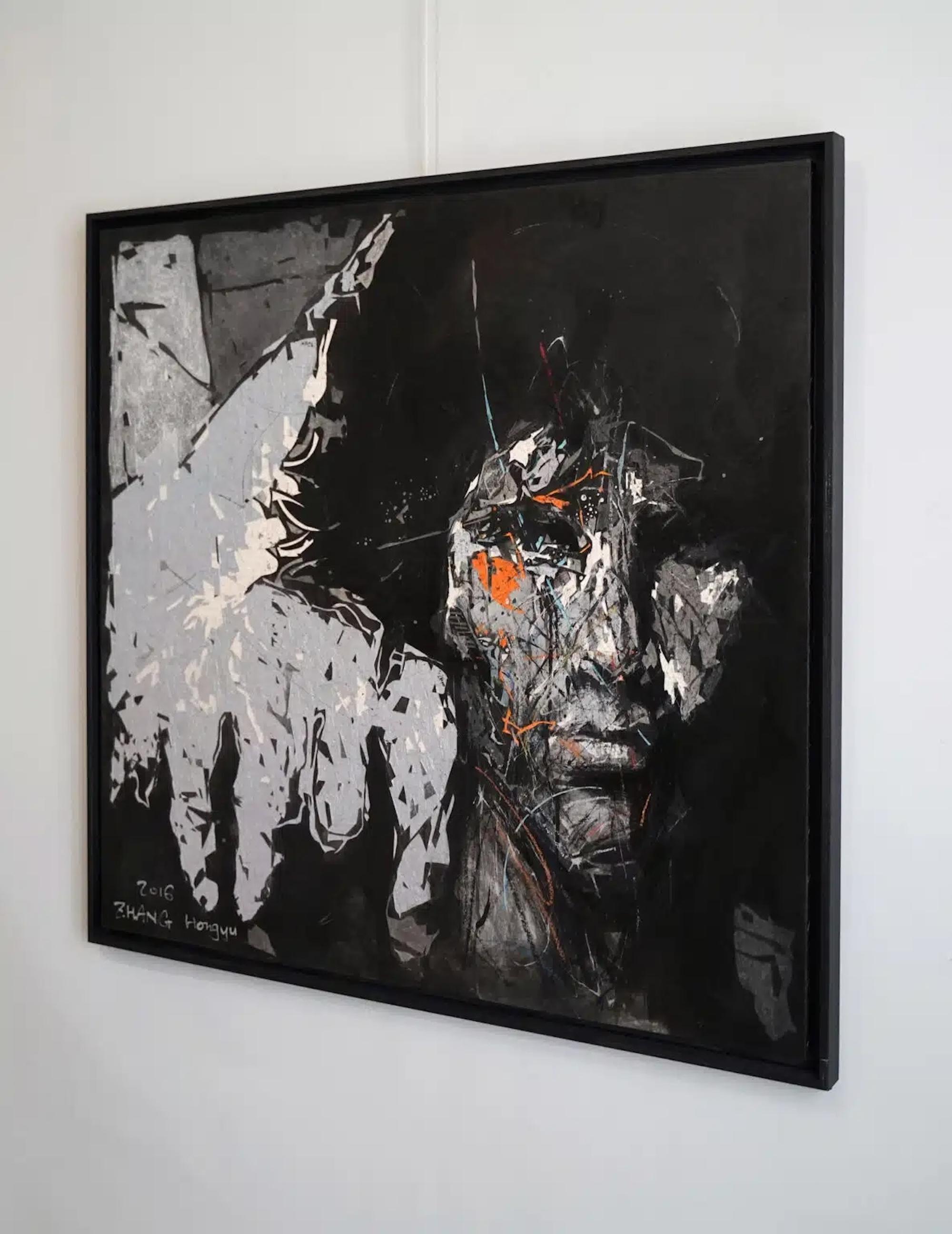 Tribute to Artists 2 by Zhang Hongyu - Portrait painting, black and white For Sale 4