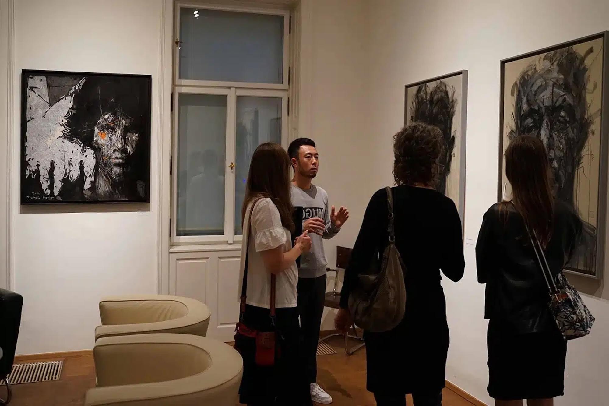 Tribute to Artists 2 by Zhang Hongyu - Portrait painting, black and white For Sale 7