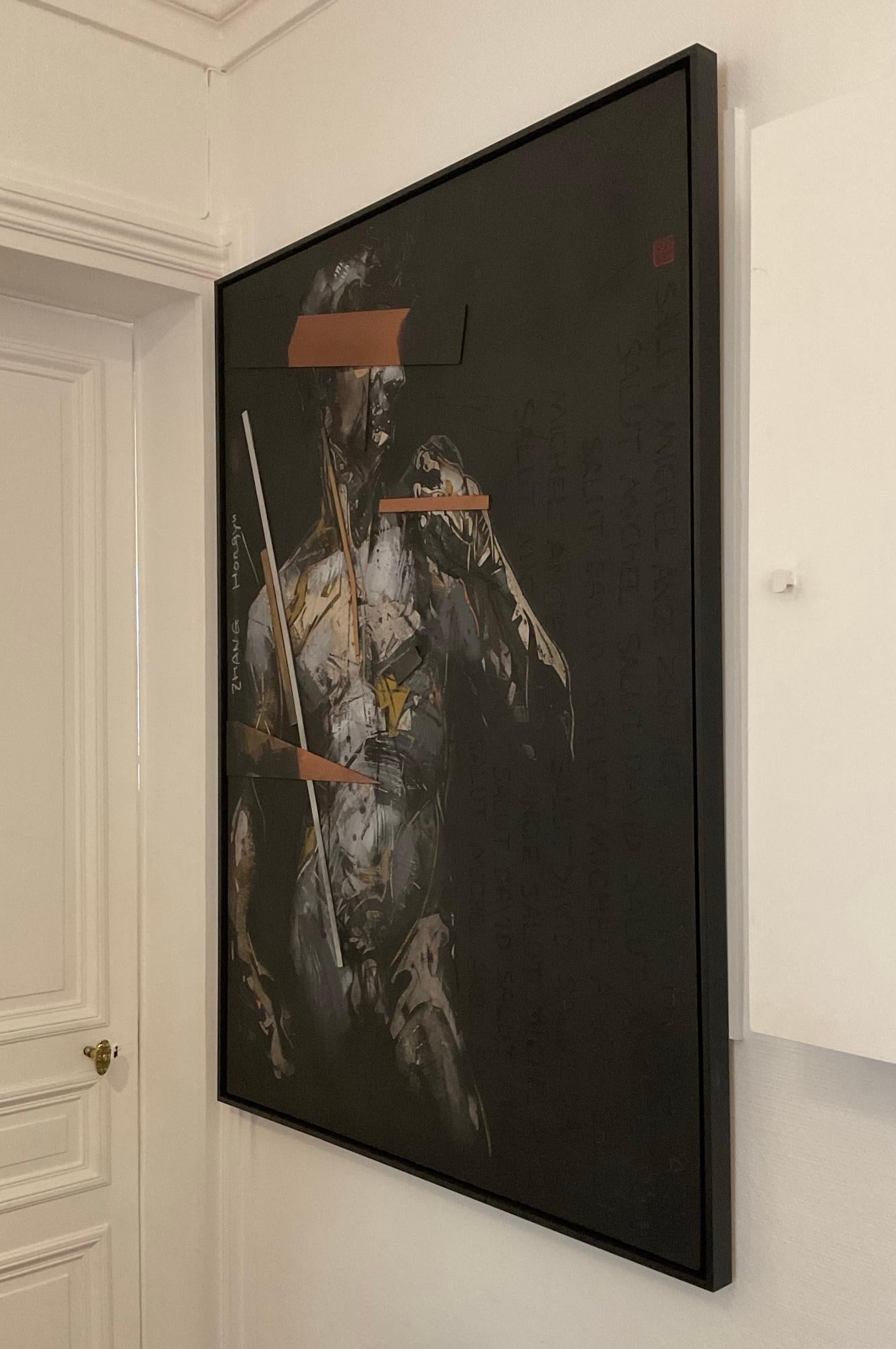 Tribute to Michelangelo III by Zhang Hongyu - Contemporary portrait painting For Sale 1