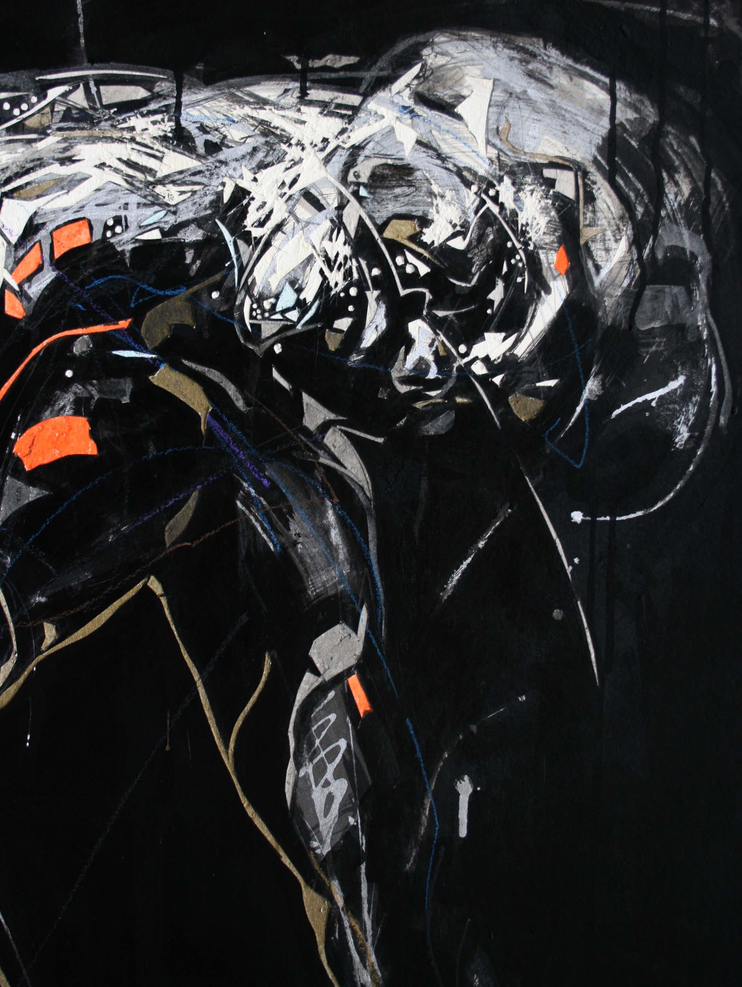 Tribute to Rodin 5 by Zhang Hongyu - contemporary painting, black For Sale 1