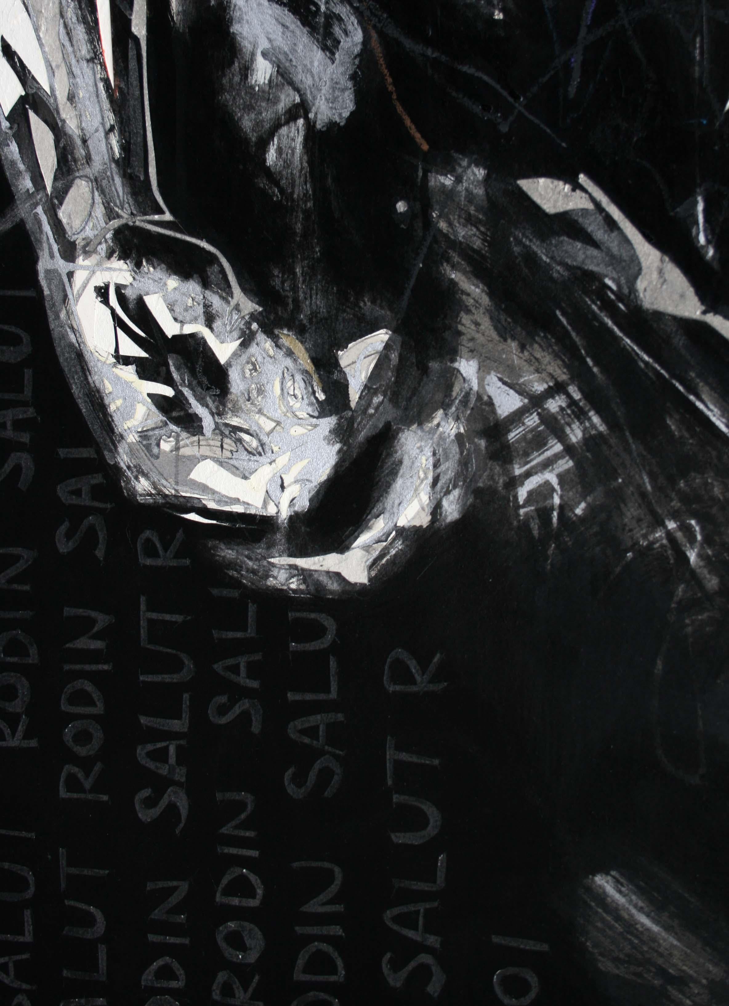 Tribute to Rodin 5 by Zhang Hongyu - contemporary painting, black For Sale 2