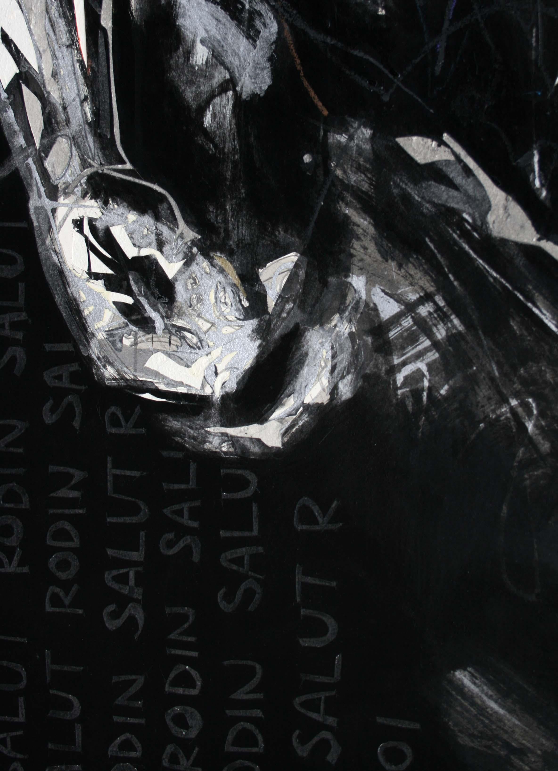 Tribute to Rodin 5 by Zhang Hongyu - Contemporary portrait painting, dark tones For Sale 2