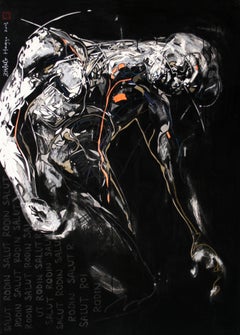 Tribute to Rodin 5 by Zhang Hongyu - Contemporary portrait painting, dark tones
