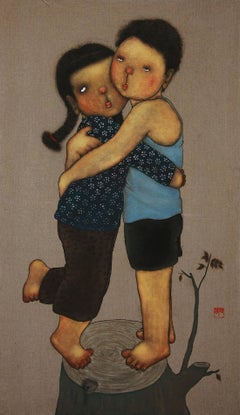 Zhang Hui - Give me a hug - Teenager girl and boy - pastoral style - tree