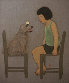 Zhang Hui - Secret Agreement - Girl and Dog with Flower