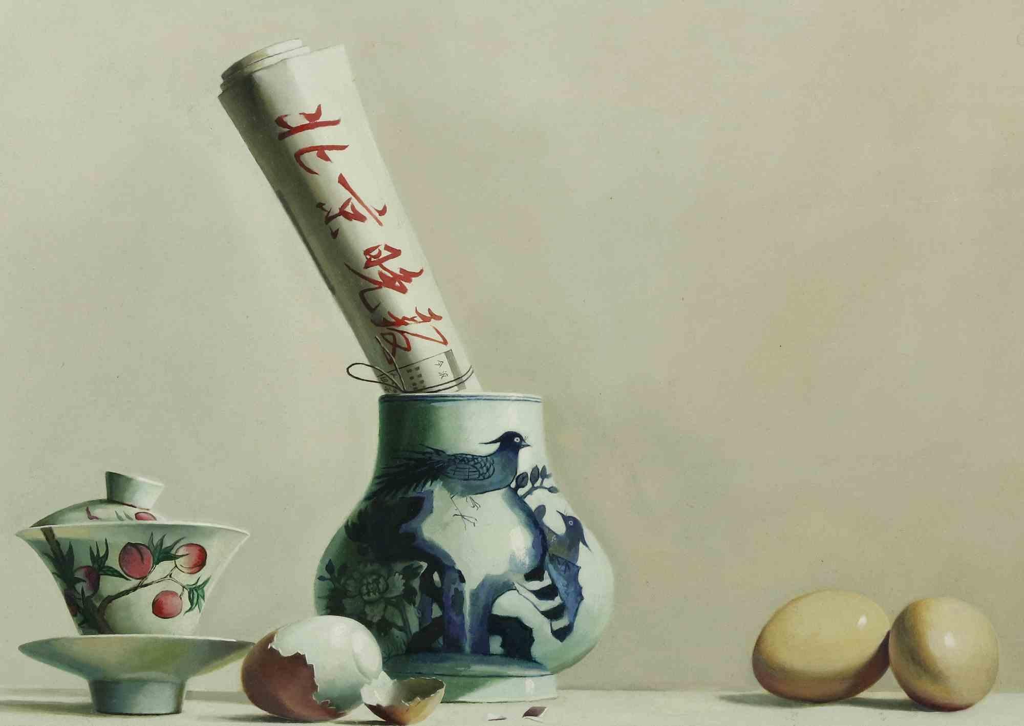 Frühstück -  Ölgemälde von Zhang Wei Guang - 2007 im Angebot 2