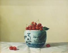 Cherries, huile sur toile de Zhang Wei Guang - années 2000