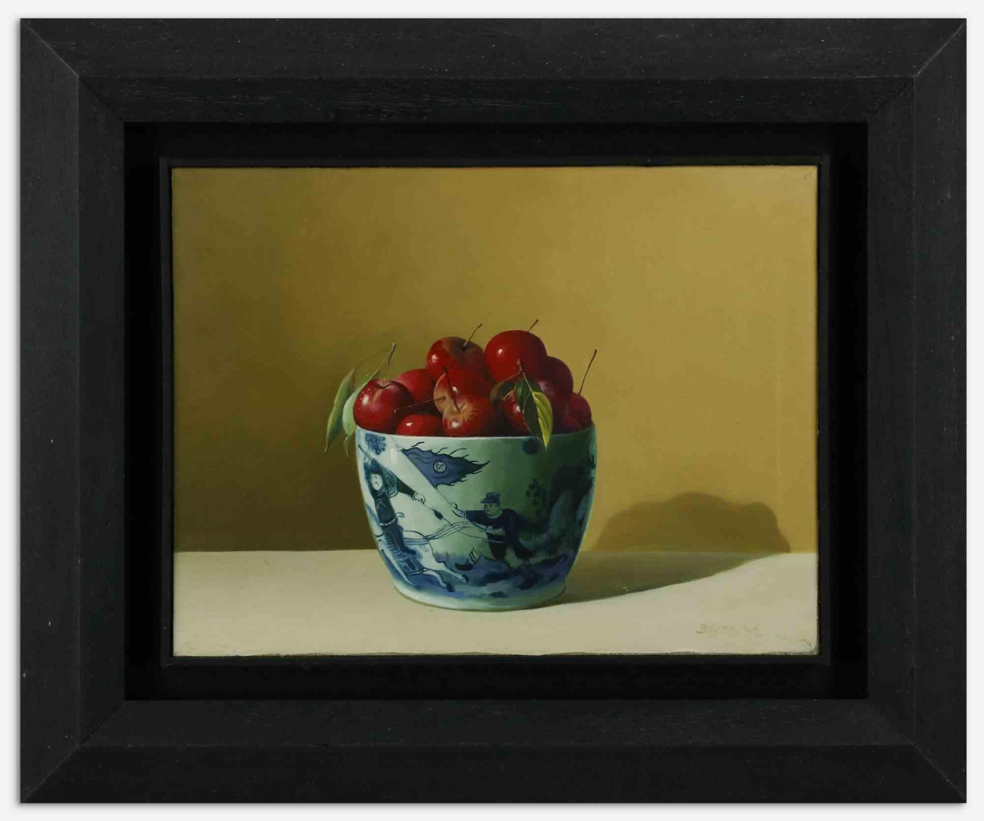 Cherries is an  oil painting realized in 2007 by Zhang Wei Guang (Mirror).

Beautiful oil painting on canvas. 

Includes frame.

Hand-signed on the lower right corner.

Good conditions.

Zhang Wei Guang, also called ‘mirror' was born in Helong Jang,