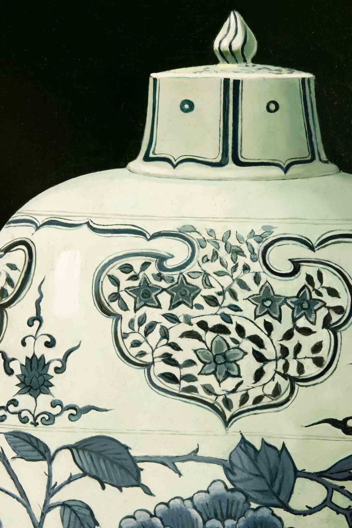 Vase chinois - Peinture à l'huile de Zhang Wei Guang - 2004 en vente 2