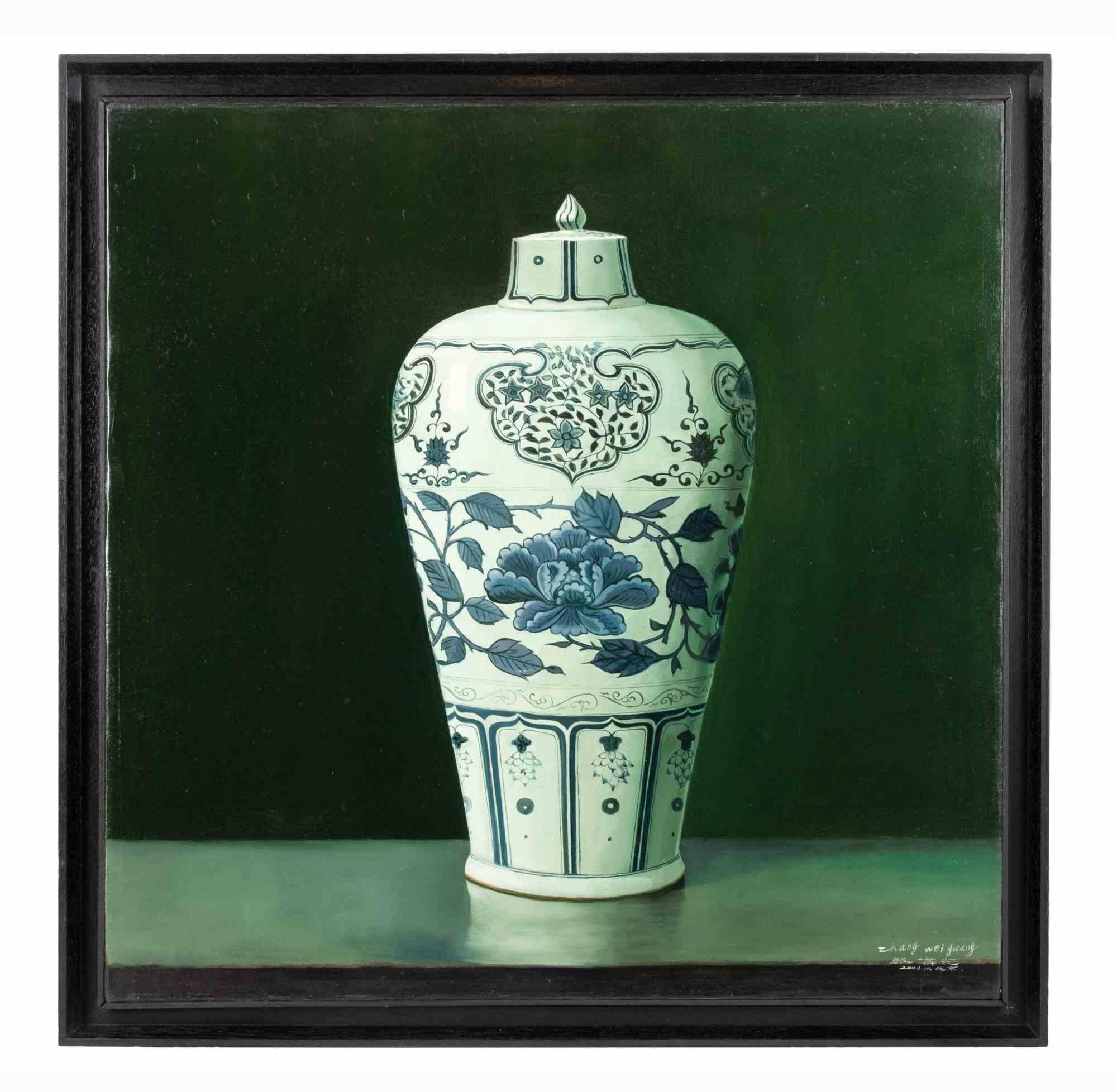Vase chinois  est une peinture à l'huile originale réalisée en 2004 par Zhang Wei Guang (Miroir).

Peinture à l'huile sur toile. 

Signé et daté à la main dans le coin inférieur droit.

Excellent état.

Zhang Wei Guang, également appelé "miroir",