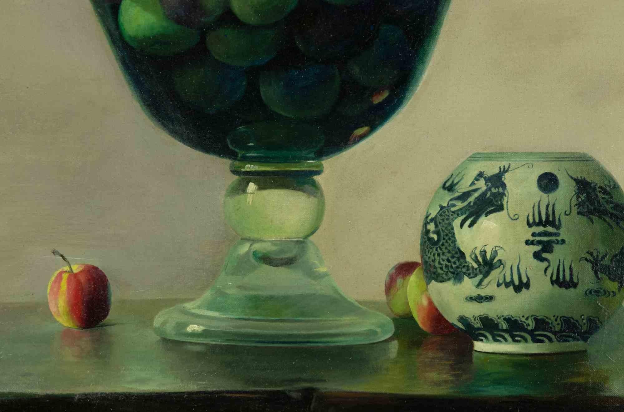 Vase aus Kristallkristall mit Äpfeln – Ölgemälde von Zhang Wei Guang – 2001 im Angebot 2