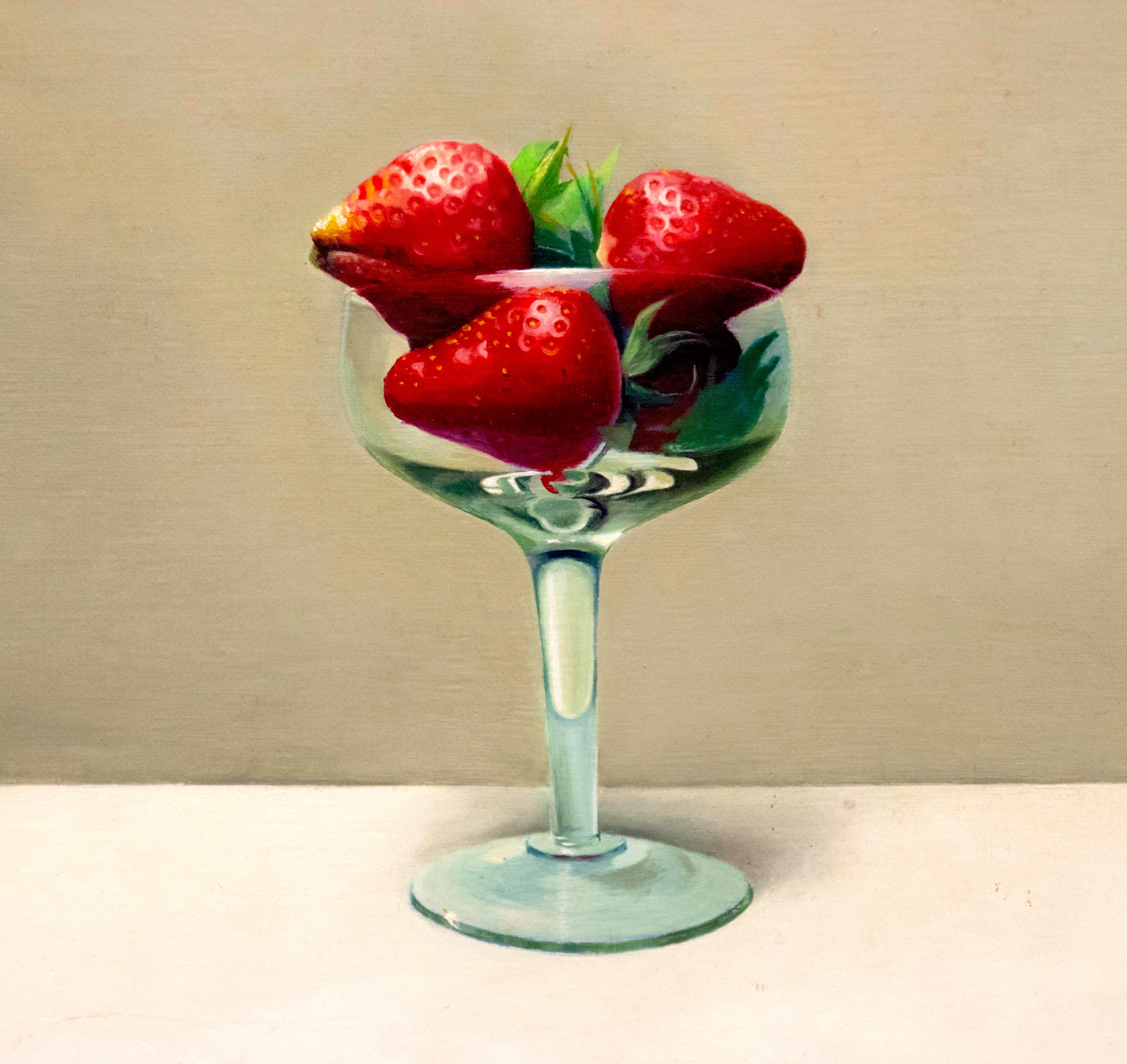  Tasse avec fraises - Huile sur toile de Zhang Wei Guang (Mirror) - 2000 en vente 1