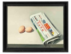 Eggs and Newspaper - Original Oil Painting by Zhang Wei Guang - 2006