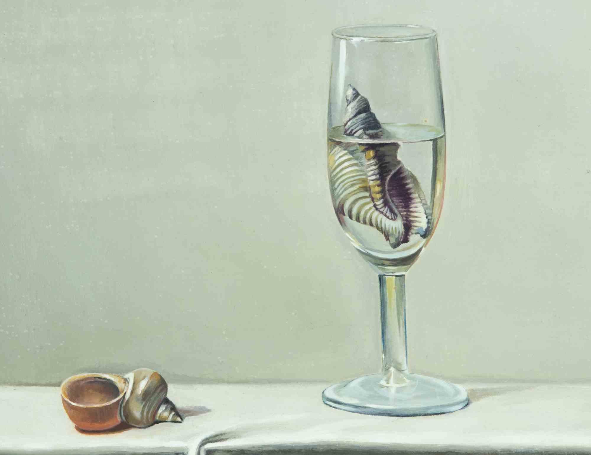 Verre et coquillages - Peinture à l'huile de Zhang Wei Guang - années 2010 en vente 1