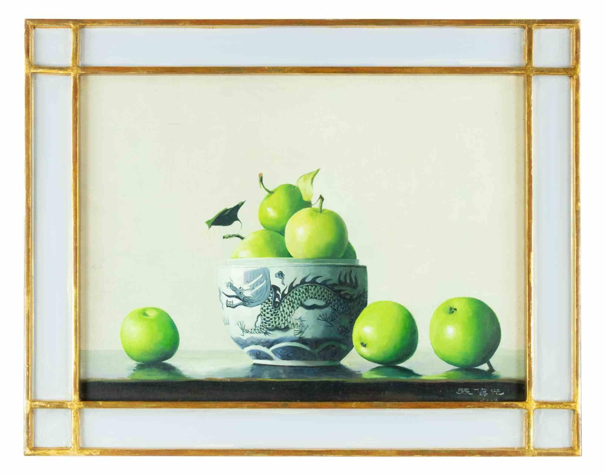 green apple oil painting