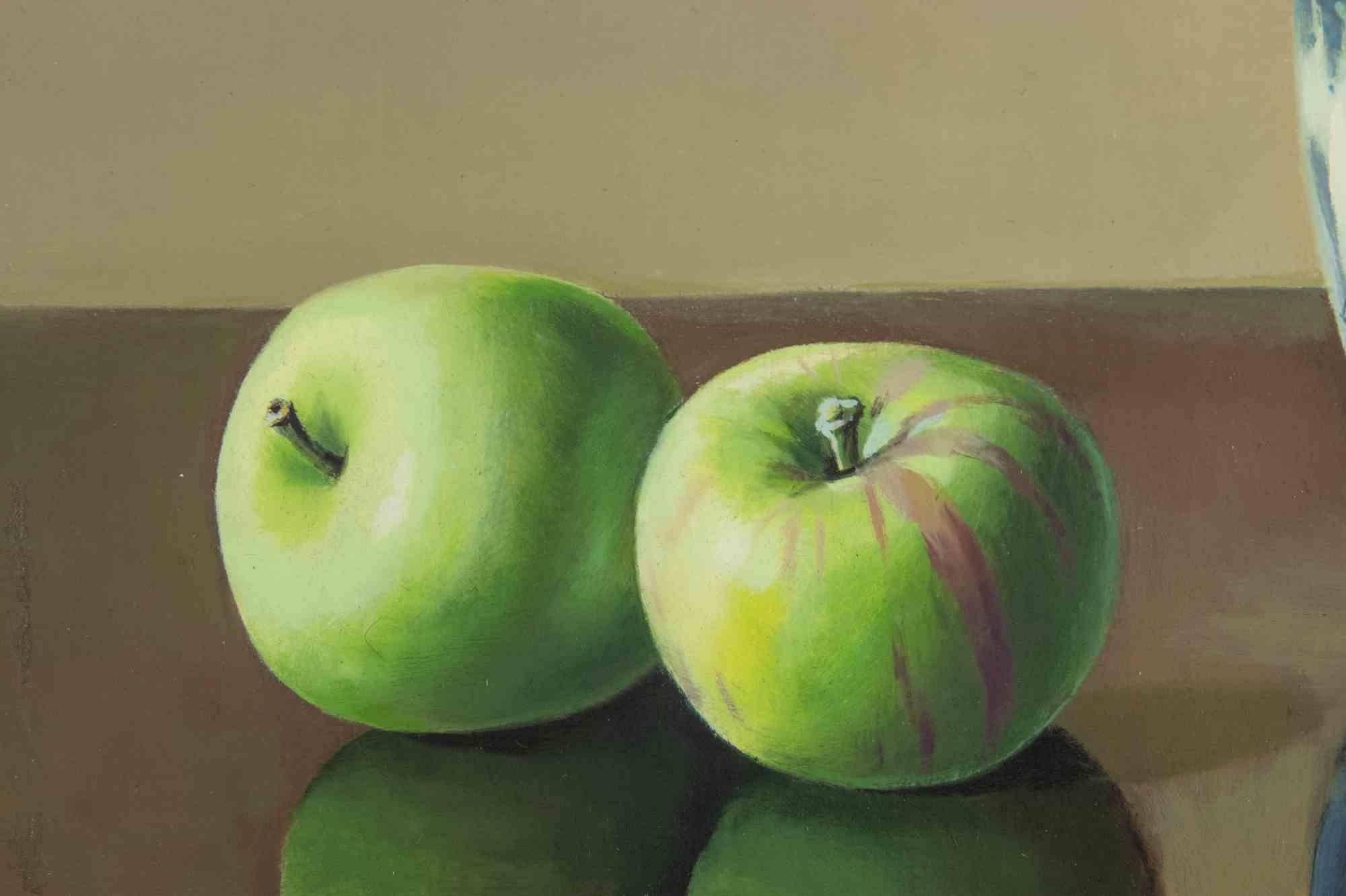 Green Apples on Table - Oil Painting by Zhang Wei Guang - 2010s For Sale 3