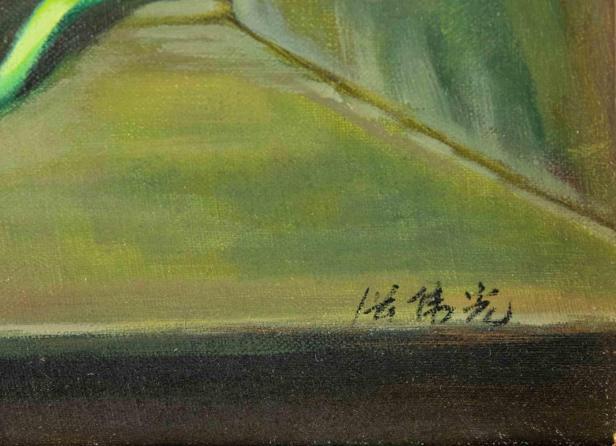 Six Green Apples is an original artwork realized in 2006 by Zhang Wei Guang (Mirror).

Beautiful oil painting on canvas. 

Hand signed on the lower margin.

Includes frame.

Hand-written notes on the back

Zhang Wei Guang , also called ‘mirror' was