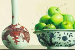 Still Life with Apples and Bottle - Oil Painting by Zhang Wei Guang - 2006