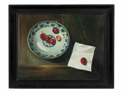 Nature morte aux cerises -  Peinture à l'huile de Zhang Wei Guang - Années 2000