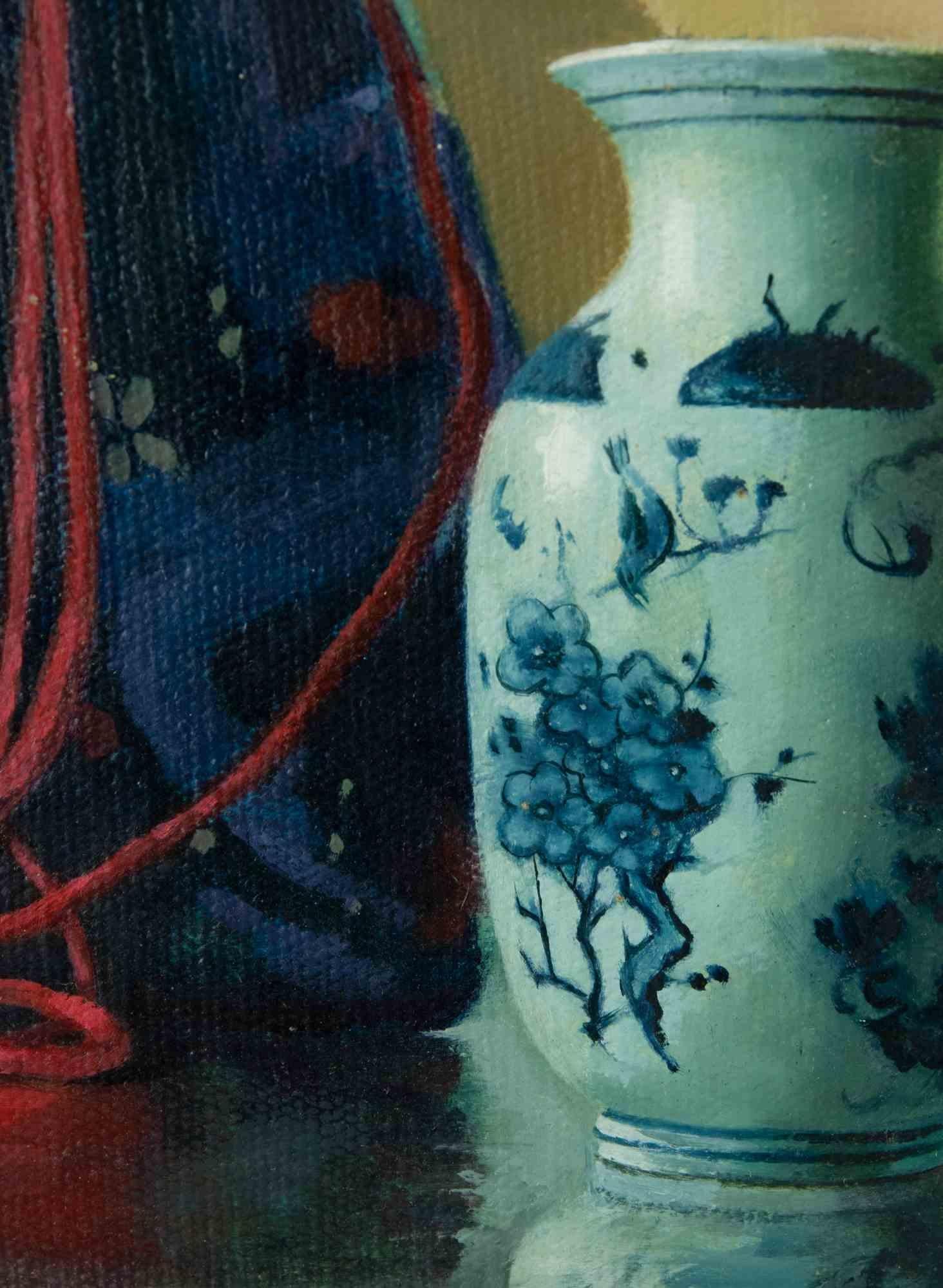 Vase and Doll - Oil Painting by Zhang Wei Guang - 2010s For Sale 1