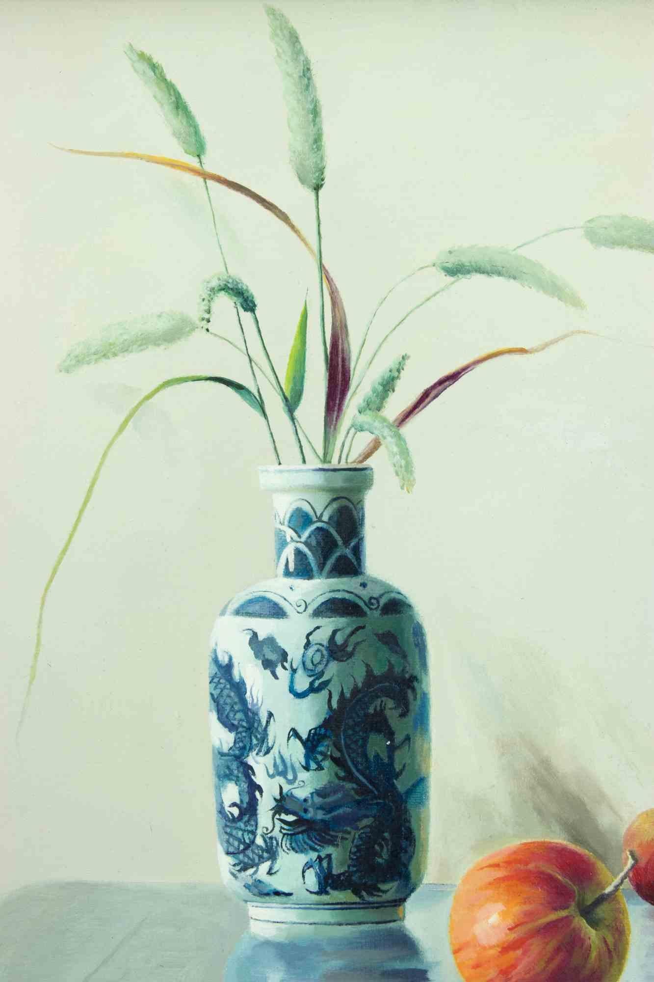 Vases et fruits - Peinture à l'huile de Zhang Wei Guang - 2006 en vente 2
