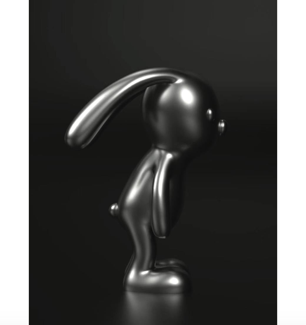 Zhang Zhanzhan Figurative Sculpture - I Miss You Everyday Stainless Steel Rabbit Sculpture