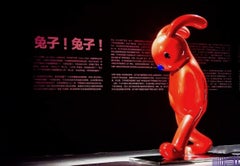 Walking Rabbit Red Life Size Out Door Sculpture Art Deco