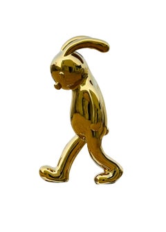 Walking Rabbit Stainless Steel Sculpture Black & Gold